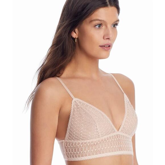 NEARLYNUDE Nectar Modern Geo Triangle Wire-free Bralette Tan Size XL Sheer - Picture 3 of 7
